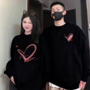 Unique and special couple's terry cloth sweatshirts with heart design