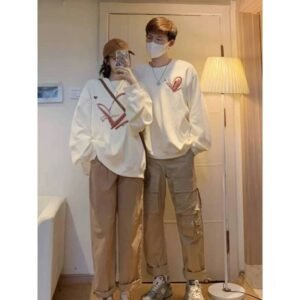 Unique and special couple's terry cloth sweatshirts with heart design