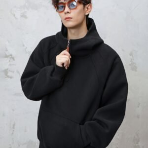 Three-dimensional structured silhouette hooded sweatshirt